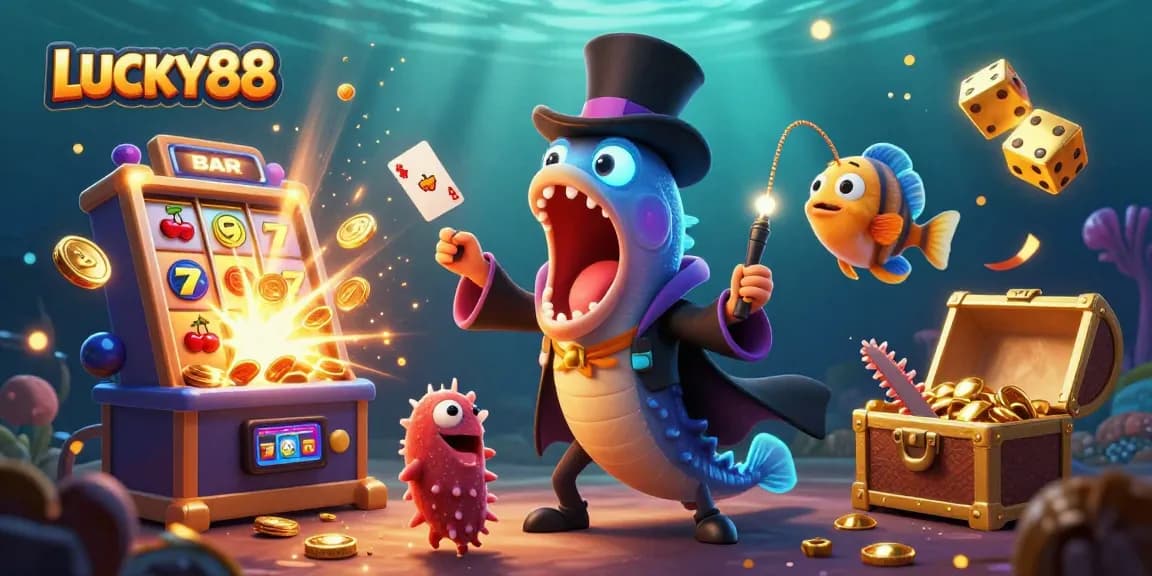 LUCKY88 offers thrilling jackpot games with a fantastic underwater adventure scene filled with casino fun.