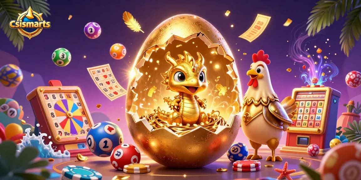 Engage in thrilling gaming with csismarts featuring a golden dragon surrounded by lottery elements.