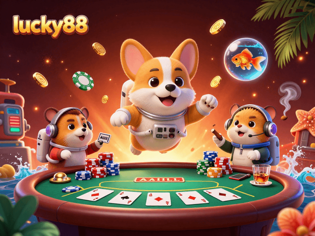 Experience exciting gameplay at lucky88 in this vibrant 3D casino illustration, highlighting fun and adventure.