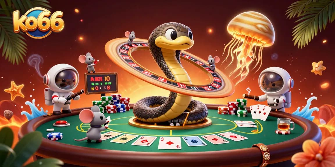 Experience thrilling bets at ko66 with cartoon astronaut mice in a cosmic casino!