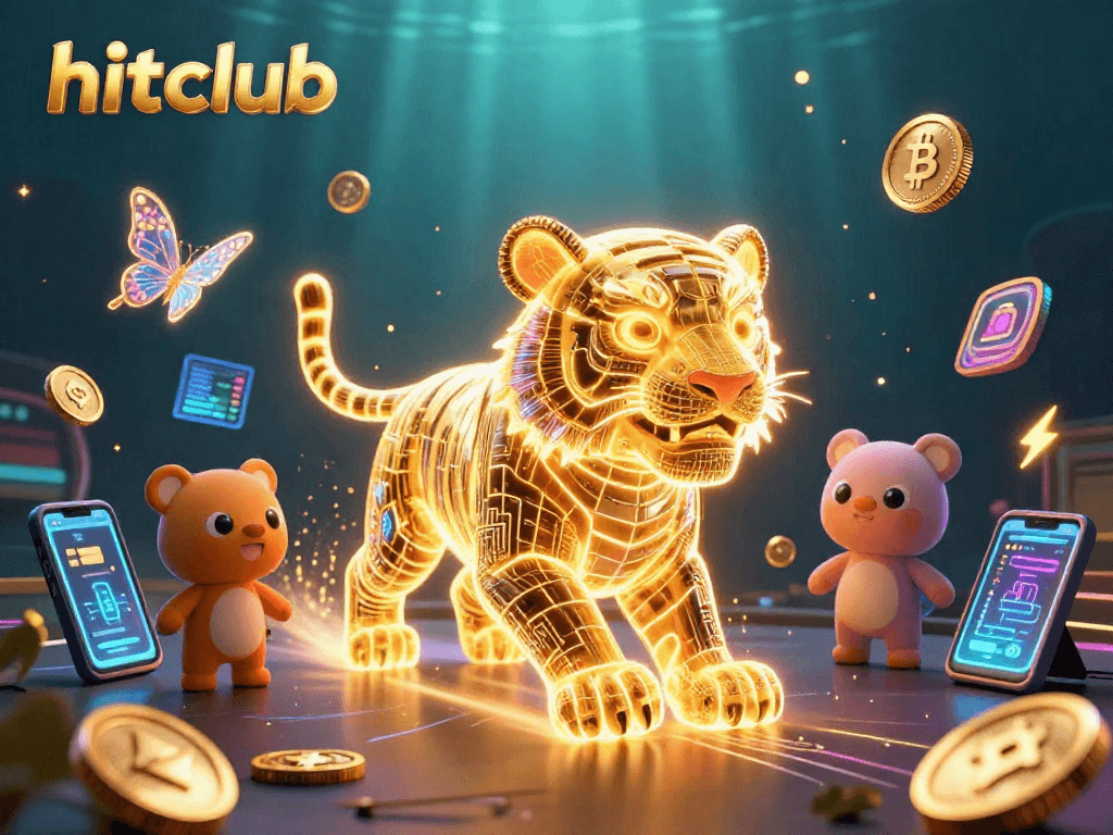 Engage in high-stakes gaming at Hitclub with exciting digital scenes and vibrant crypto elements.