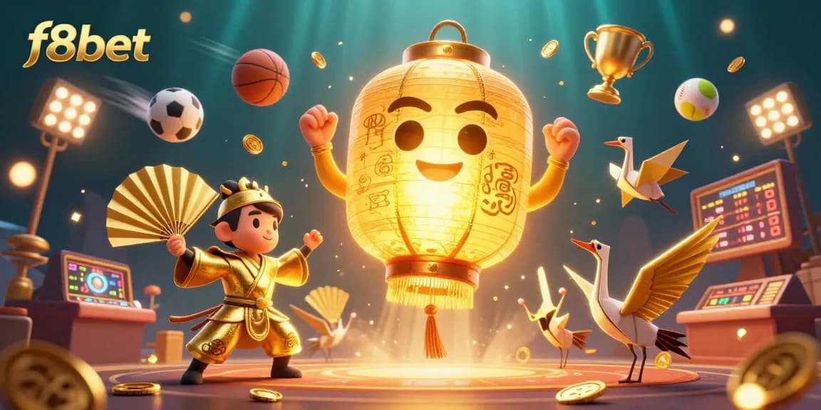 Experience exciting gaming moments at f8bet with a vibrant 3D casino scene showcasing sports and winning elements.