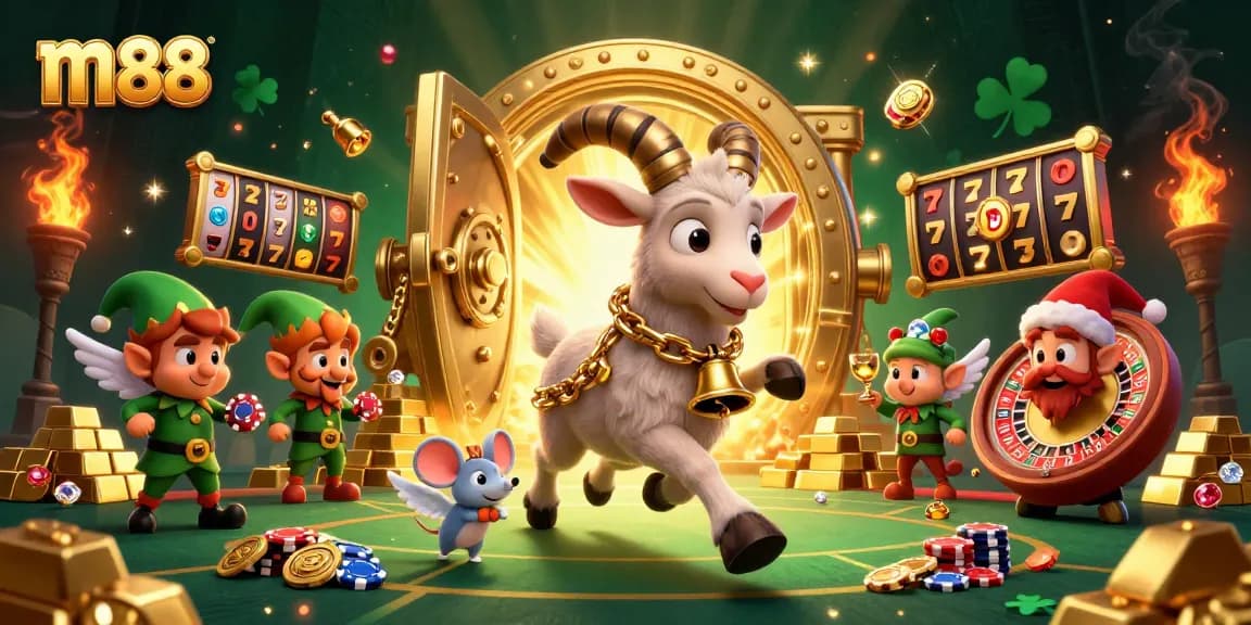 Experience thrilling m88 casino action with vibrant characters and dynamic slot elements in a festive scene.