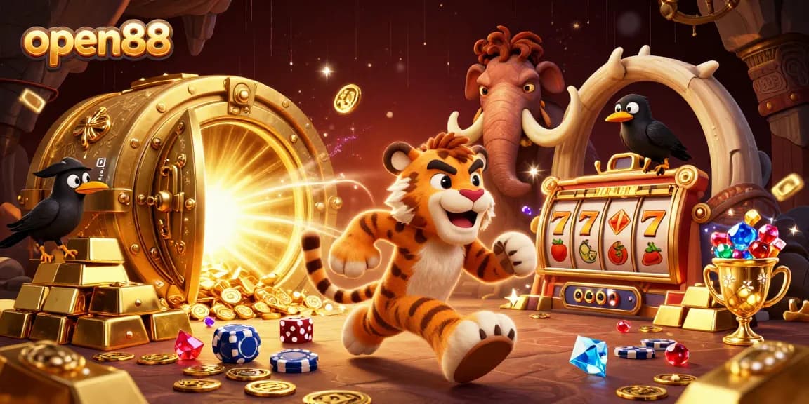 Experience the vibrant excitement of open88 with 3D cavemen running a prehistoric casino.
