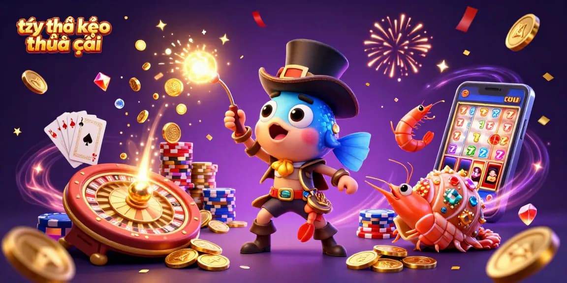 Engage with tỷ lệ kèo nhà cái and discover a vibrant underwater casino scene featuring energetic characters and gambling elements.