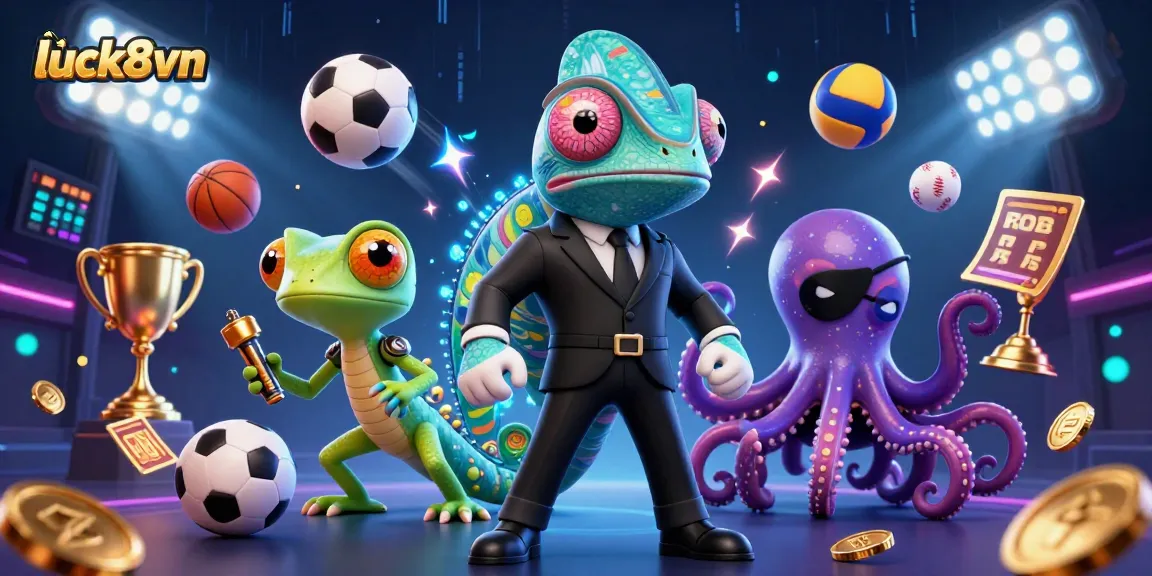 Experience the thrilling gaming action at luck8vn with dynamic characters and vibrant casino elements.