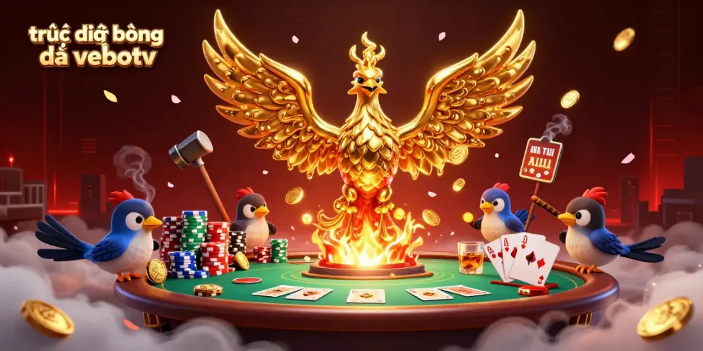 Watch thrilling soccer action with trực tiếp bóng đá vebotv in a dynamic gaming atmosphere featuring golden elements and poker.