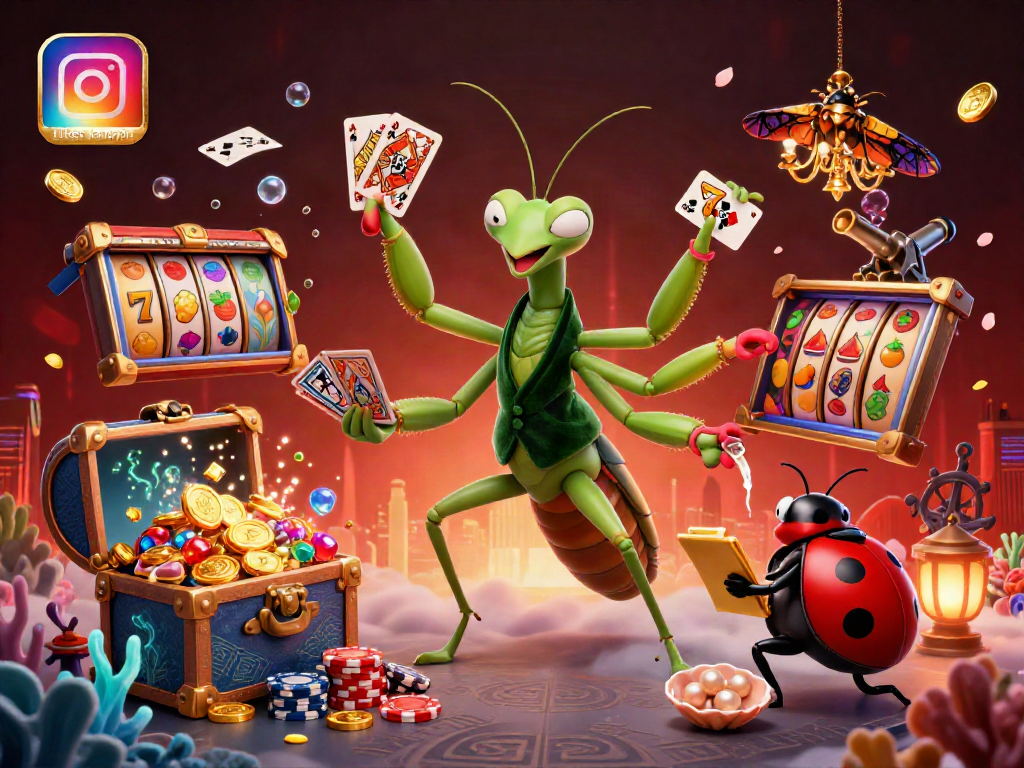Spielen Sie mit Instagram Likes kaufen das Casino-Spiel in einer bunten, lebhaften 3D-Szene.