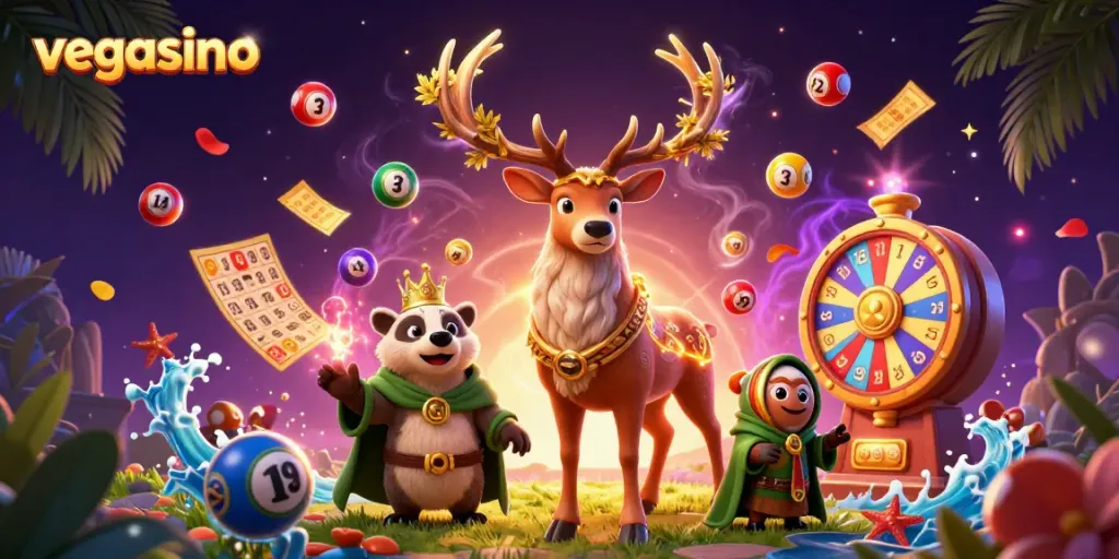 Experience the excitement of vegasino with a vibrant casino scene featuring stunning game elements.