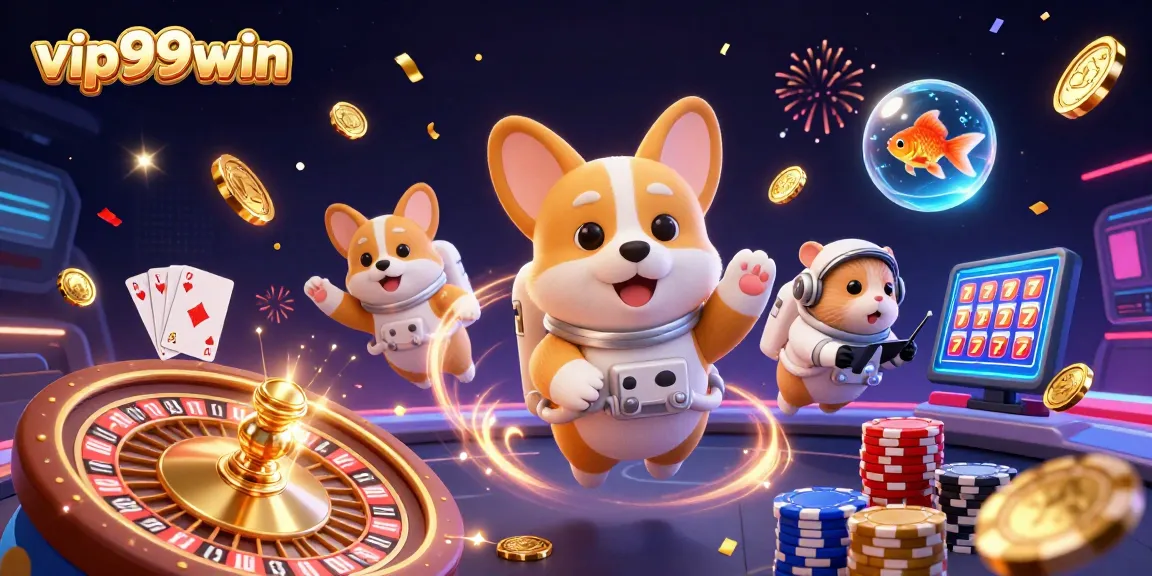 Experience the excitement of vip99win gaming with animated characters in a dynamic casino setting.