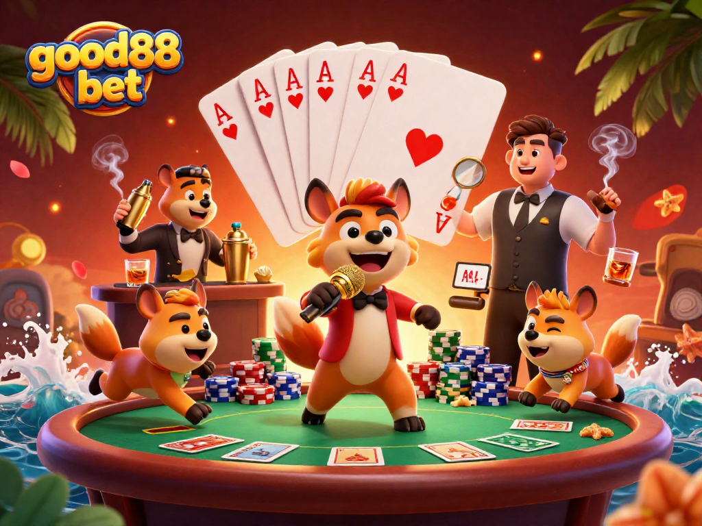 Experience the excitement of good88 bet with lively hyenas managing a dynamic casino scene.