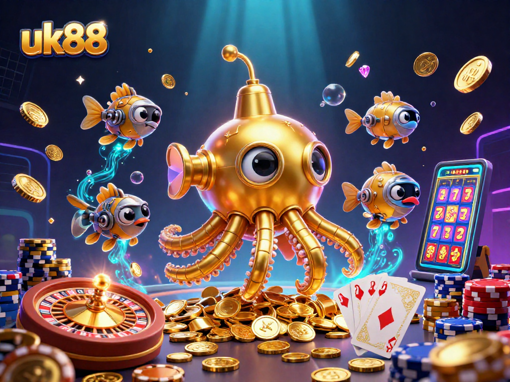 Experience thrilling uk88 casino adventures with mechanical fish and a golden kraken submarine.