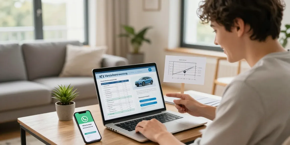 Kfz Versicherung in Dortmund vergleichen im modernen Wohnzimmer mit persönlicher Beratung per WhatsApp.