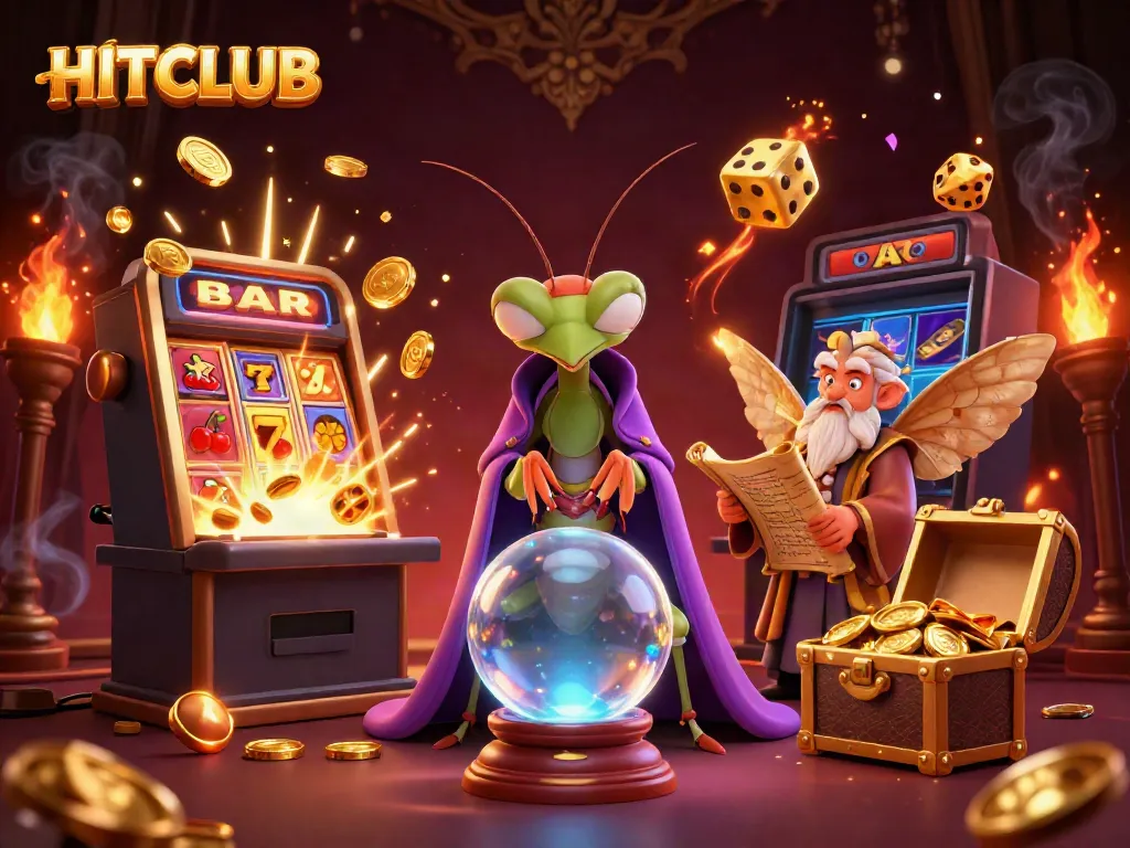 Experience thrilling gameplay at HITCLUB with a mystical scene featuring fortune teller elements and casino excitement.