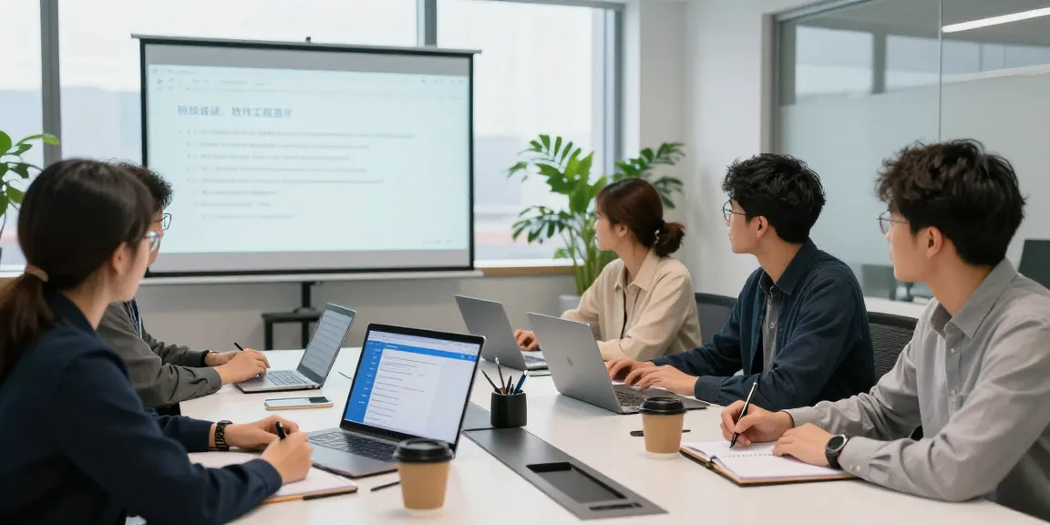 Collaborative team setting demonstrating Telegram Chinese language setup in a modern office.