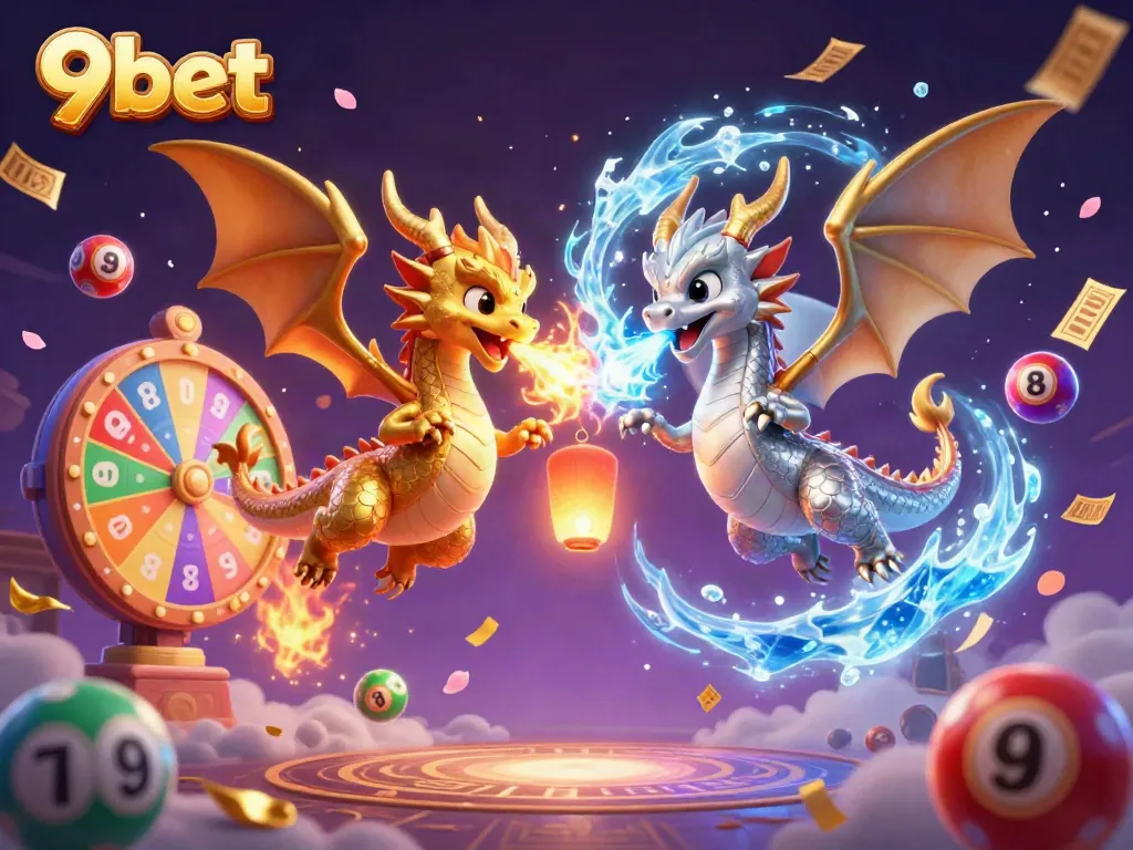 Engage in thrilling gaming adventures with 9bet, featuring vibrant dragons and dynamic casino elements.
