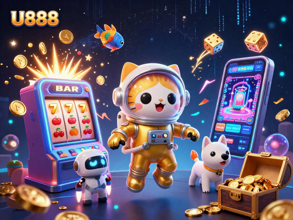 Play exciting casino games at U888 with vibrant characters and dynamic gambling elements.