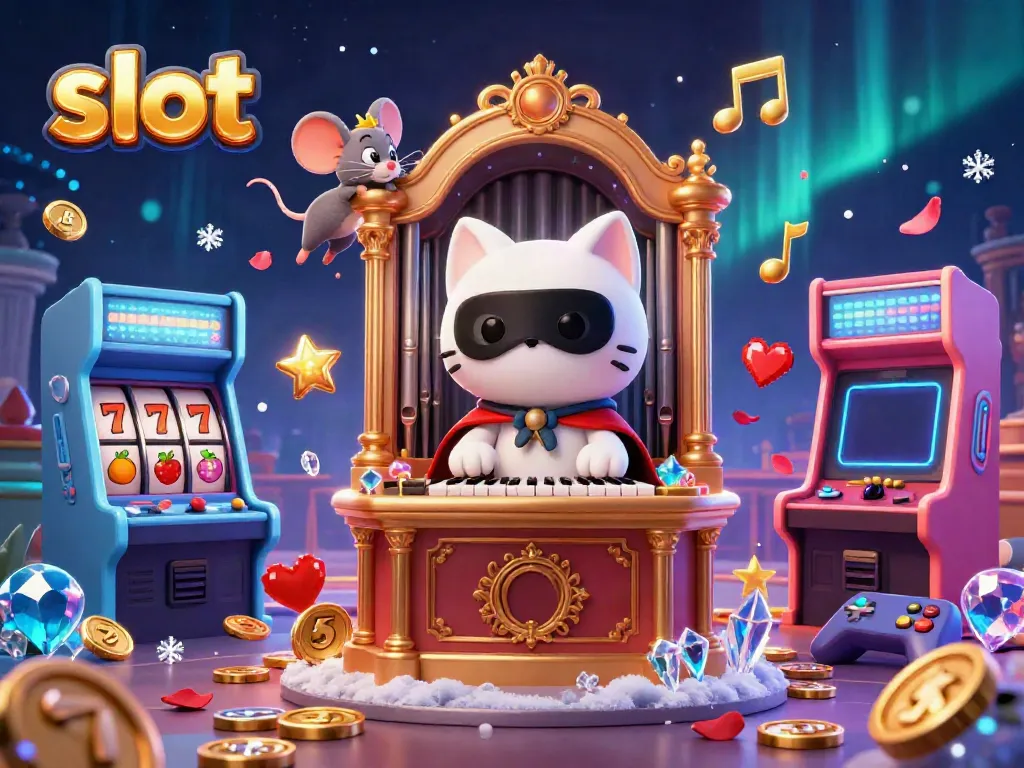 Engage with vibrant slot machines surrounded by a phantom cat conductor and a swinging mouse acrobat.