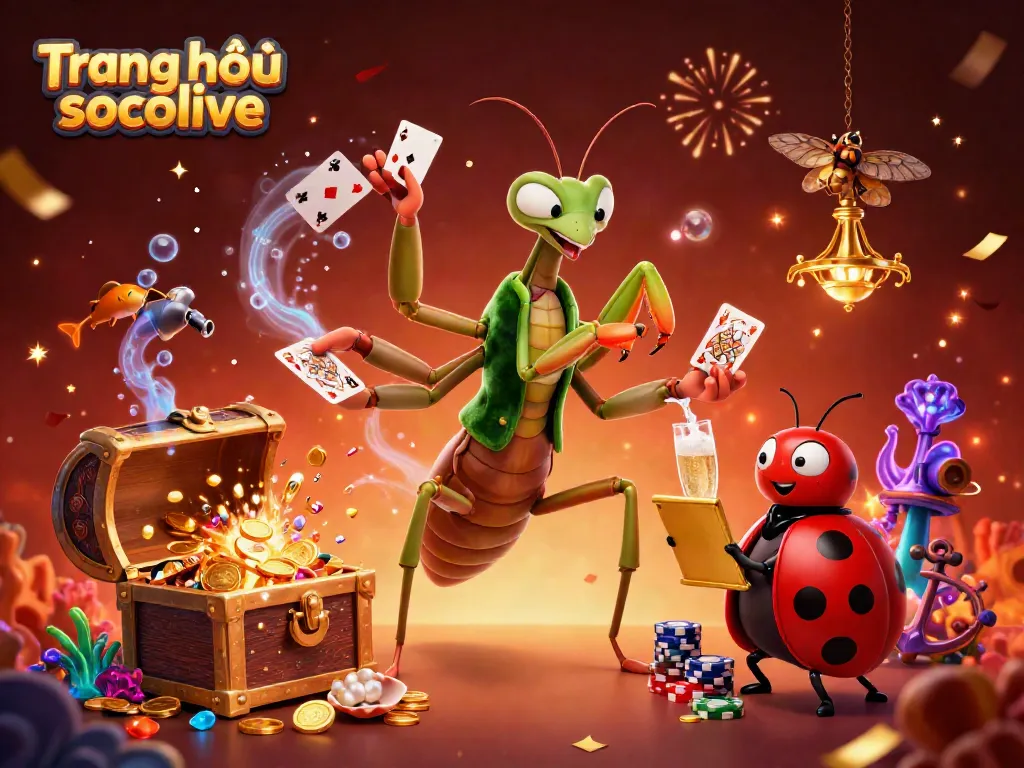Engage in action-packed thrills at Trang chủ socolive, featuring a vibrant casino scene with dynamic characters and celebratory elements.
