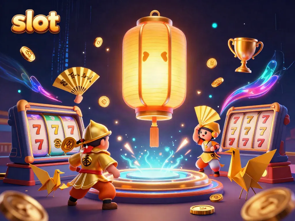 Engage in thrilling slot gameplay surrounded by an energetic casino atmosphere.