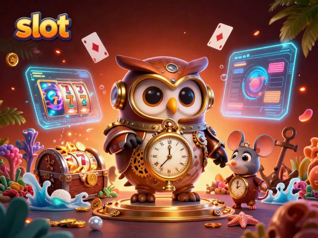 Experience the thrill of the slot machines in an enchanting casino scene filled with time-traveling elements.