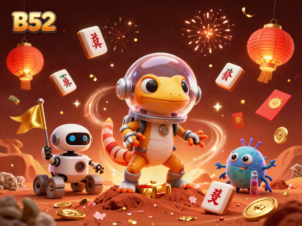 Experience the excitement of B52 with our vibrant casino adventure illustration featuring unique characters.