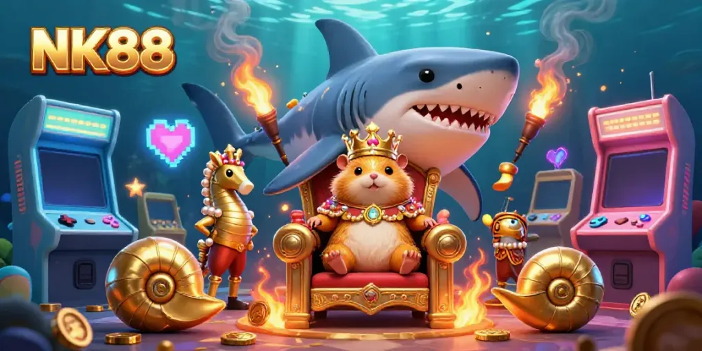 Experience thrilling gameplay at NK88 with a vibrant 3D casino adventure featuring unique characters and colorful game elements.
