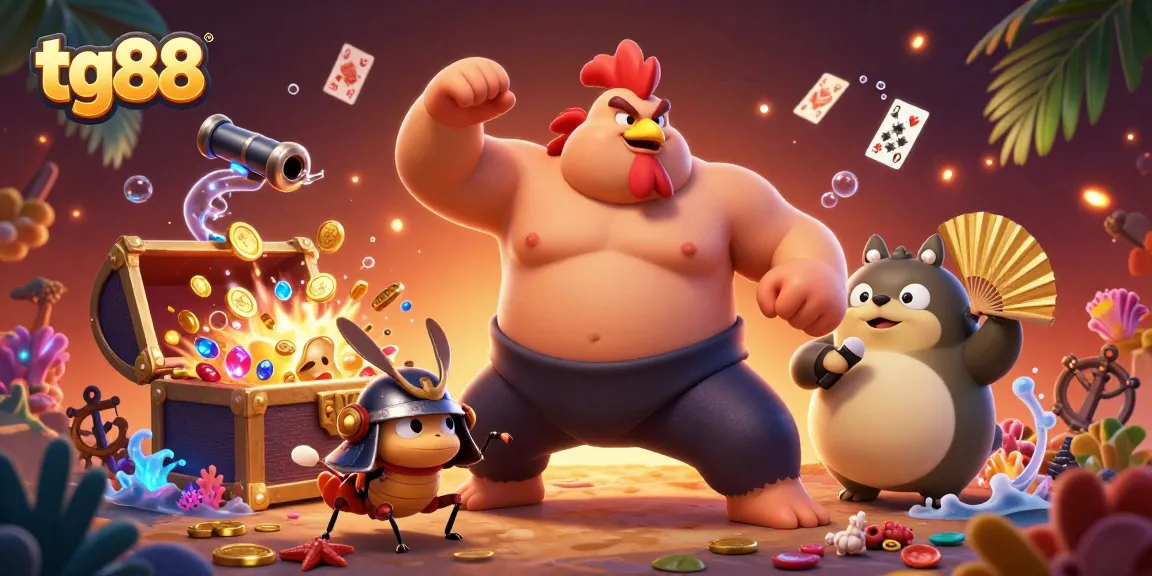 Experience the thrill at tg88 as the powerful sumo wrestler and samurai cricket face off in an epic gambling adventure.