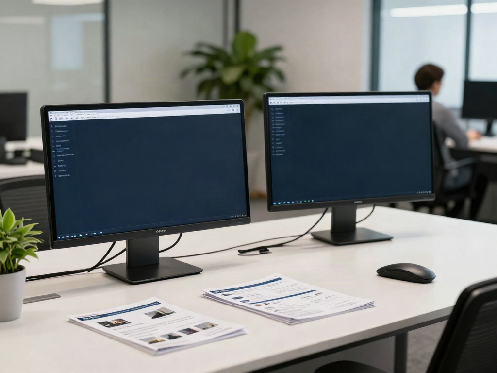 Immobilienmakler Potsdam Büro mit modernem Design und technologischen Hilfsmitteln für die Immobilienbewertung.