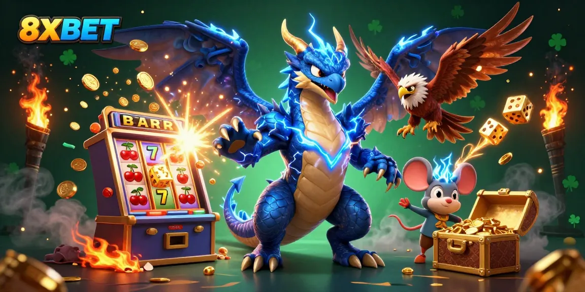 Experience thrilling excitement at 8XBET with vibrant casino elements and dynamic characters.