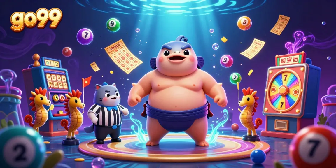 Experience excitement at go99 with a fun-filled underwater casino game scene featuring unique characters.