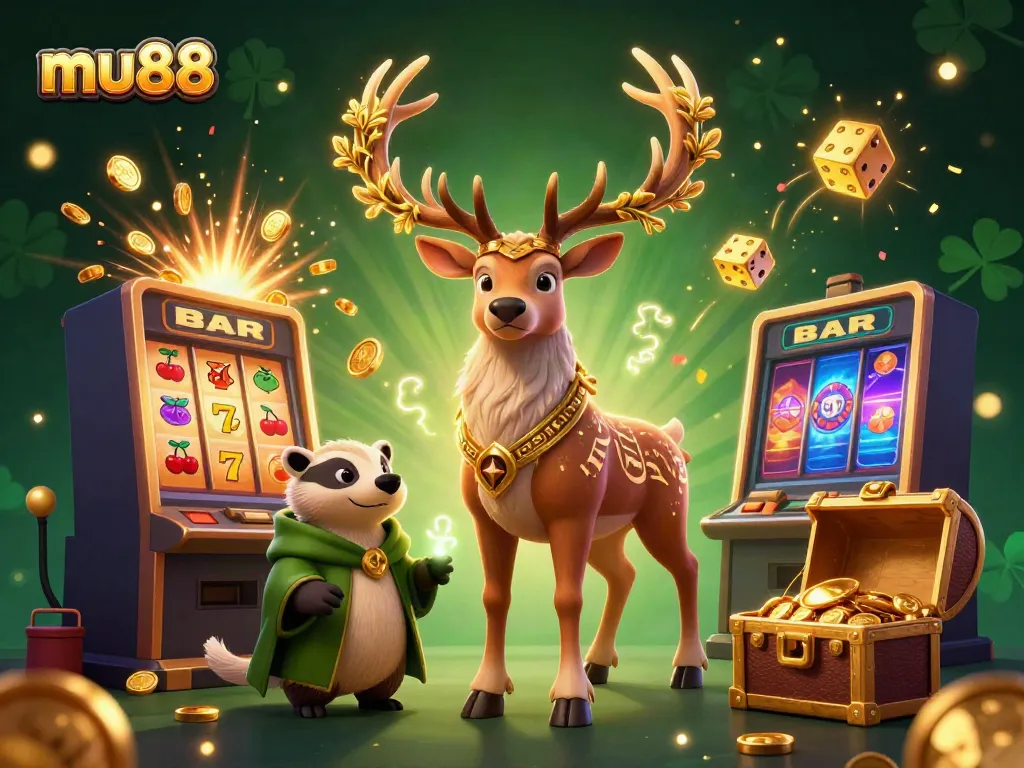 Experience the excitement of mu88 with a vibrant 3D casino scene featuring dynamic gaming elements.