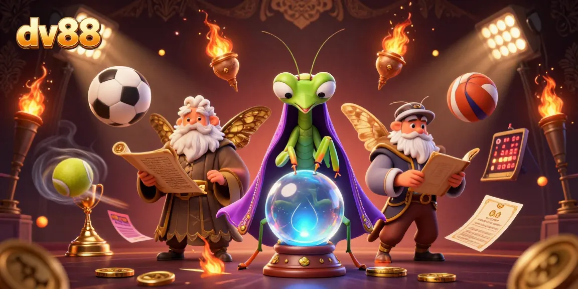 dv88 offers thrilling online gaming experiences with a vibrant casino scene showcasing unique characters and sports elements.