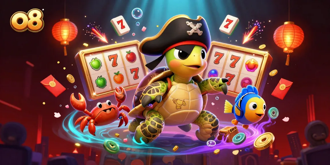 Immerse in the exciting world of O8 with this vibrant digital illustration showcasing pirate-themed casino gaming elements.