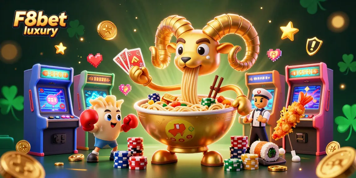 Engage with the F8bet luxury experience featuring vibrant characters and casino elements interacting in a lively setting.