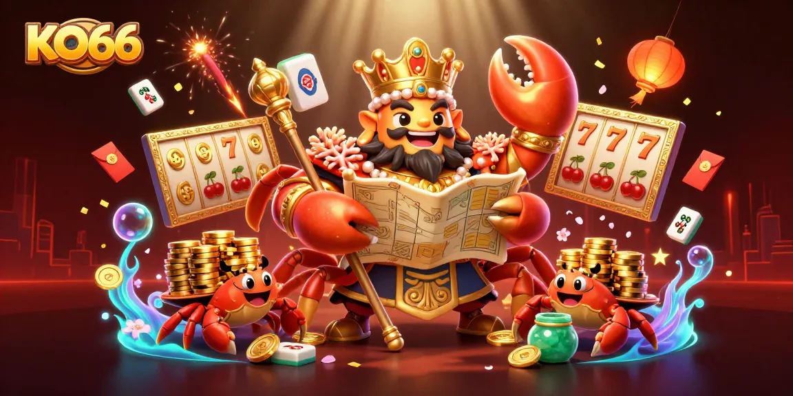 Join the excitement at KO66 with vibrant casino elements featuring the golden crab emperor!