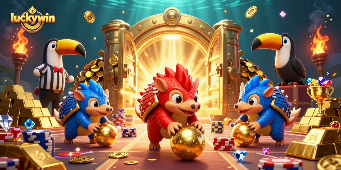 Experience thrilling wins at luckywin with rival pangolins competing in a vibrant casino scene.