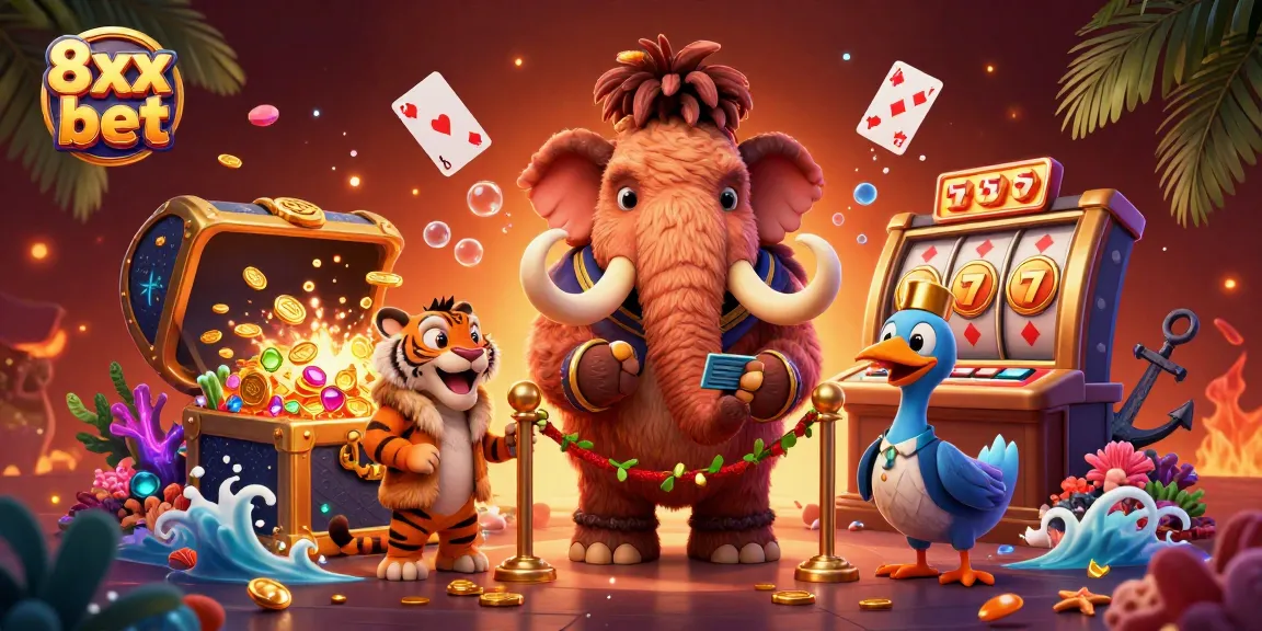 Experience the thrill of 8xx bet with a vibrant casino entrance scene featuring unique characters.