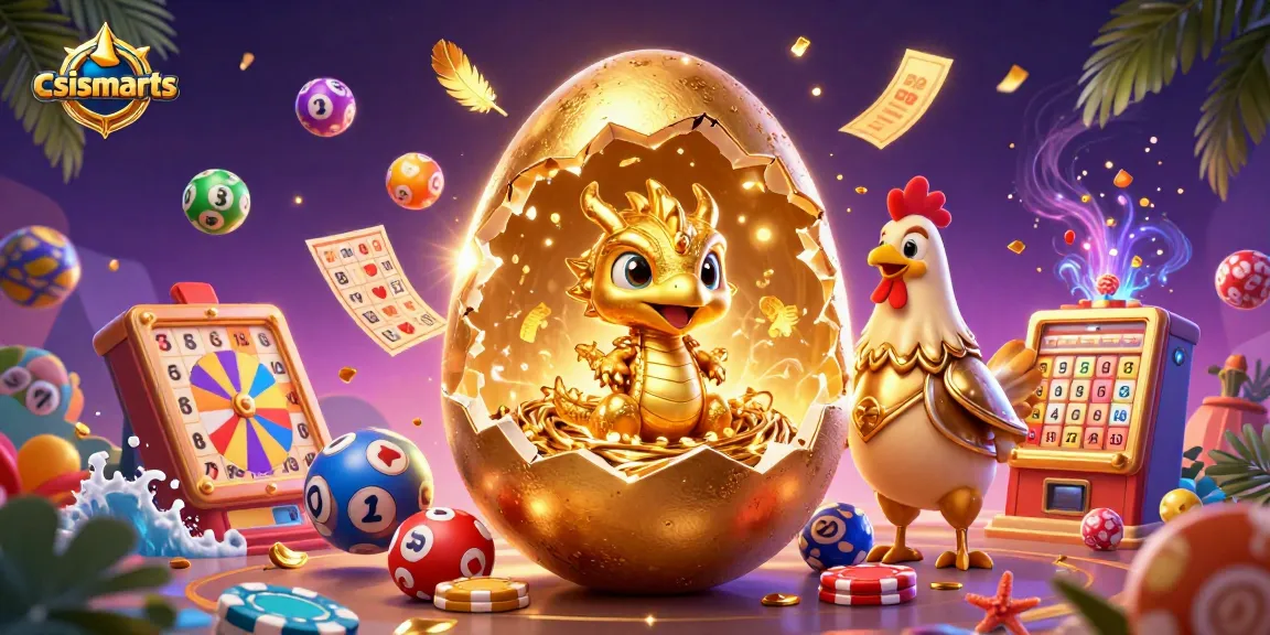 Engage in thrilling gaming with csismarts featuring a golden dragon surrounded by lottery elements.