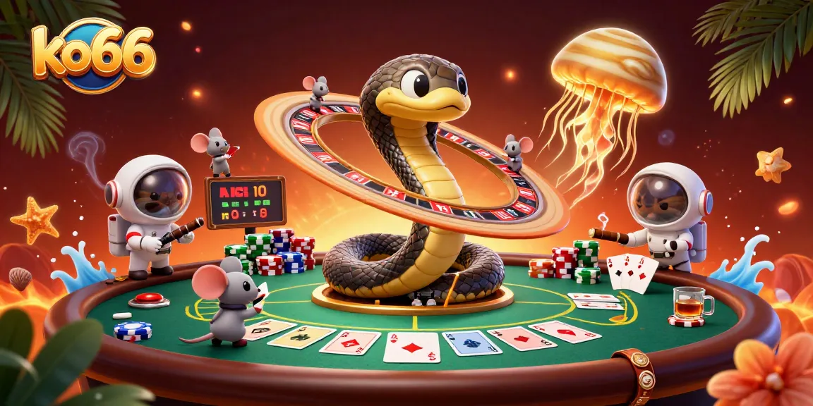 Experience thrilling bets at ko66 with cartoon astronaut mice in a cosmic casino!