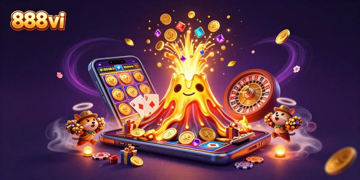 Spin to win big at 888vi casino with a vibrant display of coins, treasures, and games.