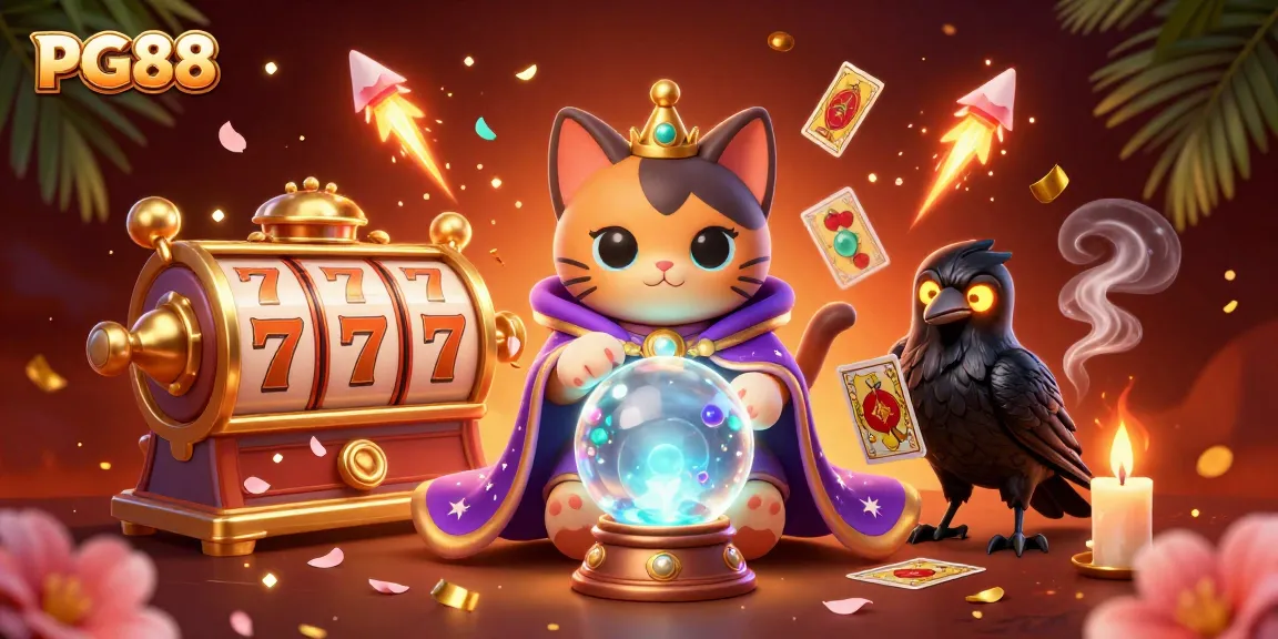 Experience the excitement of PG88 with a vibrant 3D illustration showcasing dynamic casino elements.