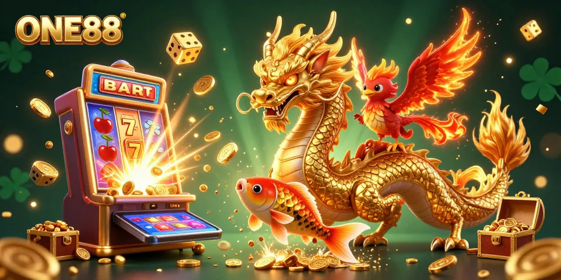 Experience the thrill of ONE88 with vibrant gaming elements and a rich casino atmosphere.
