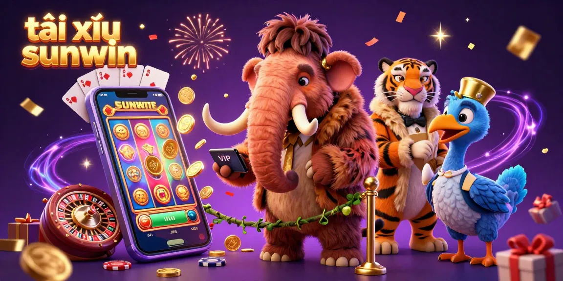 Play exciting tài xỉu sunwin with mammoth security and a saber-tooth VIP at a vibrant casino door.